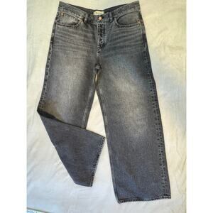 Madewell High Rise Wide Leg Jeans  Low Slung Baggie Black Gray 28P NWT Petite